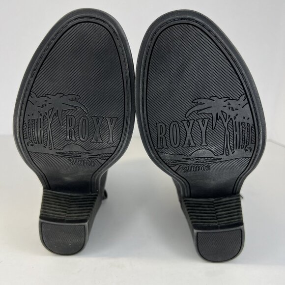 Roxy Dakota Boots Womens Size 10 Gray Booties Faux Leather Fur Lined Heels - Picture 8 of 9